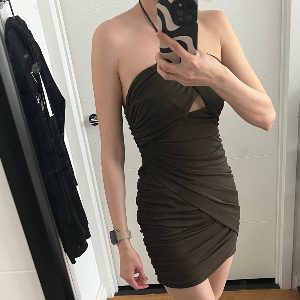 zara khaki dress